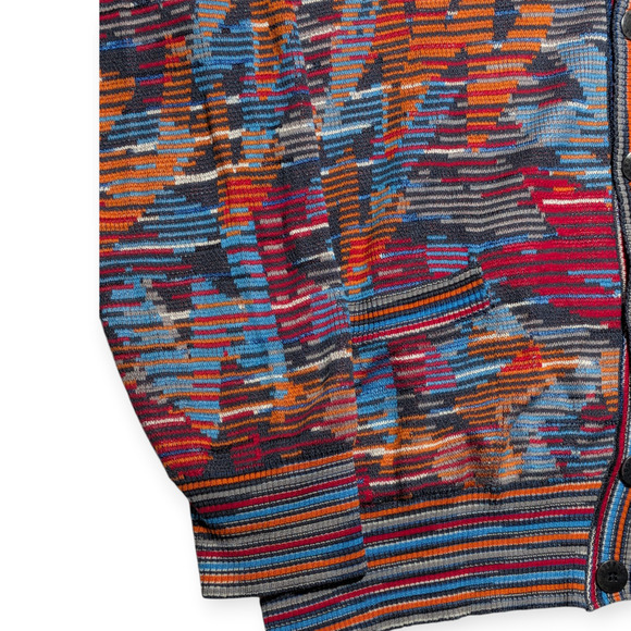 Missoni Sport Jacquard Knit Cardigan Sweater Multicolor Italy Size 58 XL-XXL - Picture 4 of 16